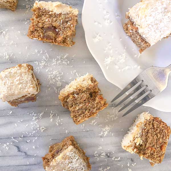 Banana Carrot Cake Bars with Cinnamon Cream Cheese Frosting