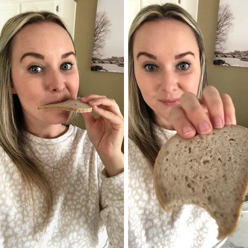 Hanna Eating a Gluten Free Bread Slice