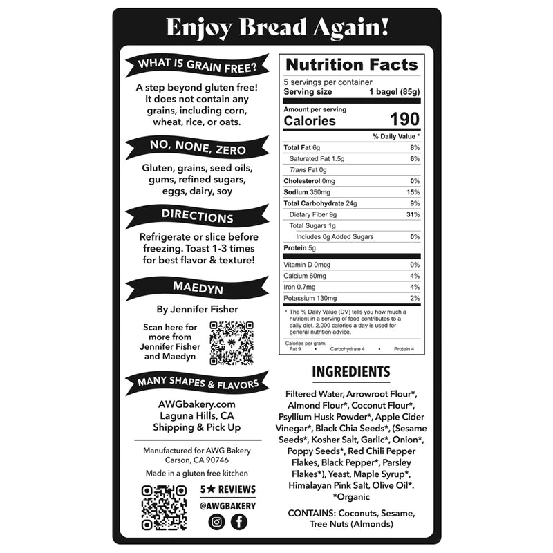 Gluten Free, Grain Free Everything Bagels, Organic 15 oz